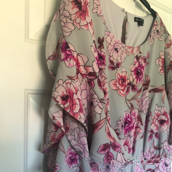 Gray & Pink Floral Dress, 2X - Picture 2 of 8